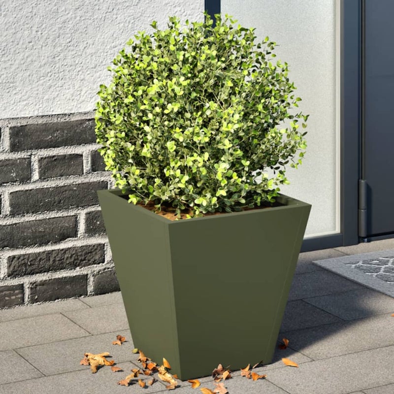 vidaXL Donice ogrodowe, 2 szt., oliwkowozielone, 30x30x30 cm, stalowe