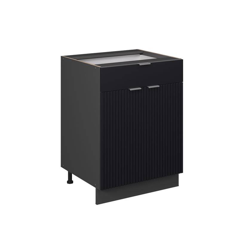 Vicco Szafka dolna do kuchni Fame-Line, Czarne paski, 60 cm z szufladą, bez blatu roboczego