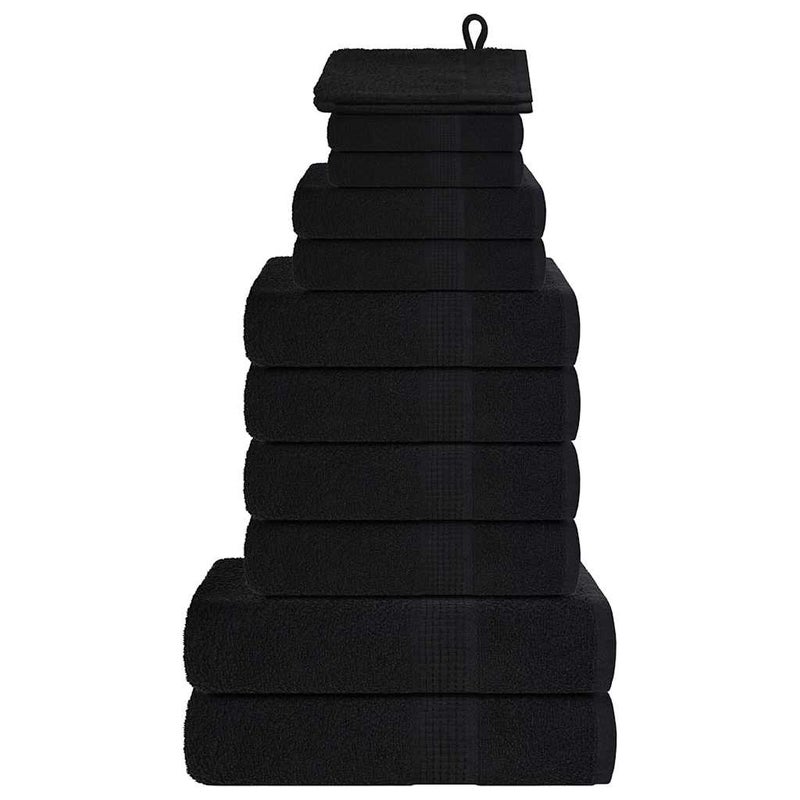 12-cz. zestaw ręczników, FROGN, czarny, 360 g/m² vidaXL