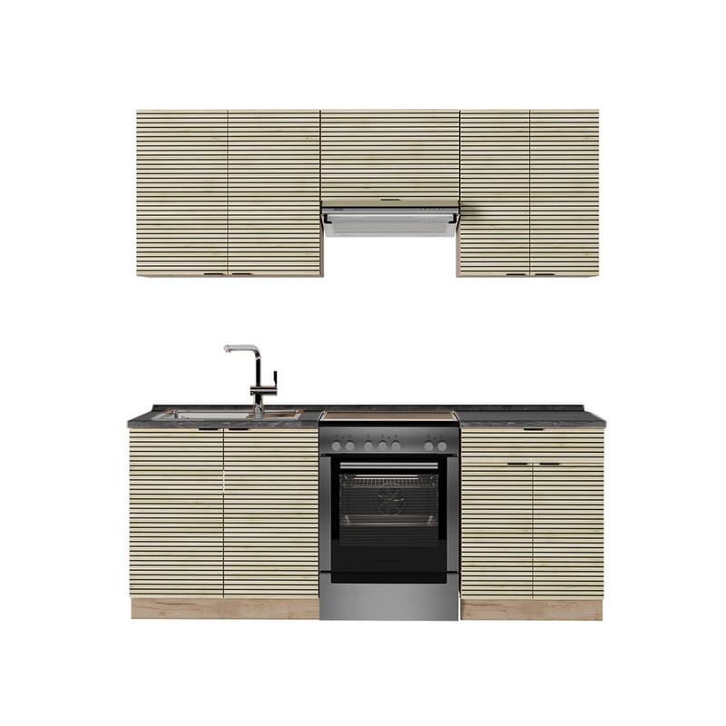 Vicco Aneks kuchenny Fame-Line, Panel dębowy/dąb goldkraft, 200 cm , BP Antracyt