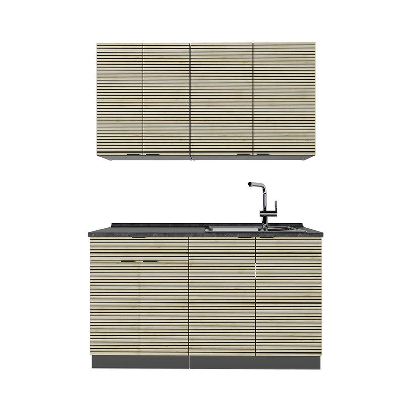 Vicco Pojedyncza kuchnia Fame-Line, Panel dębowy/antracyt, 140 cm , BP Antracyt