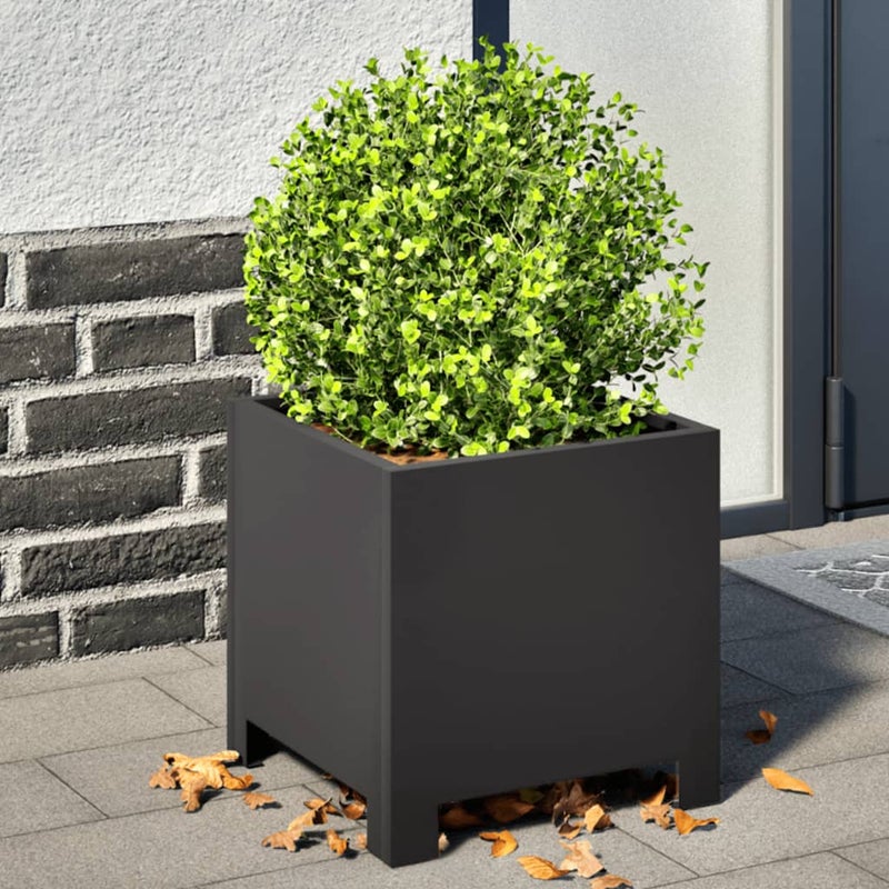 vidaXL Donice ogrodowe, 2 szt., czarne, 30x30x30 cm, stalowe