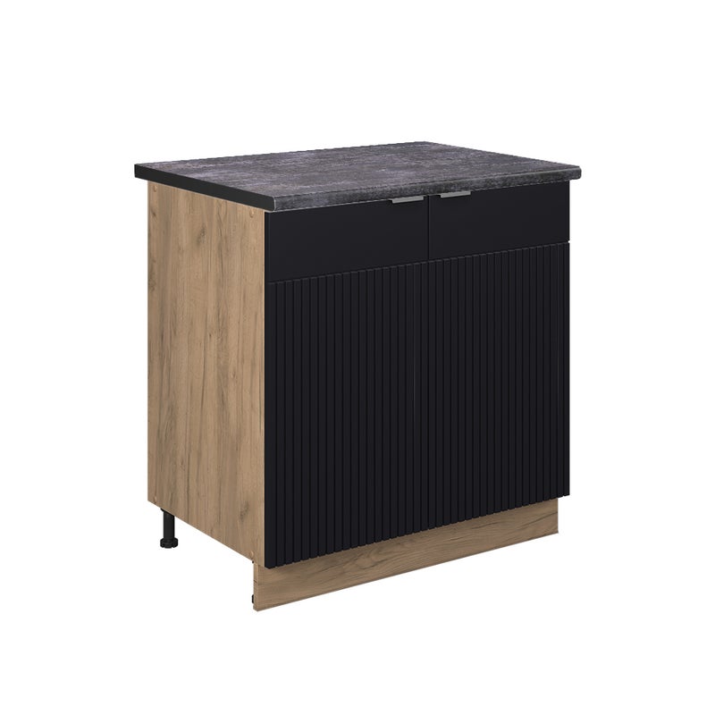 Vicco Szafki kuchenne Fame-Line, Czarne paski, 80 cm z półką, BP Antracyt