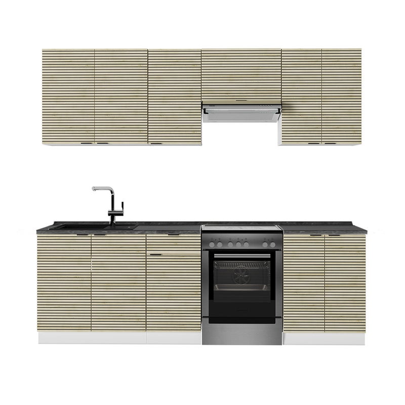 Vicco Aneks kuchenny Fame-Line, Panel dębowy/biały, 240 cm , BP Antracyt