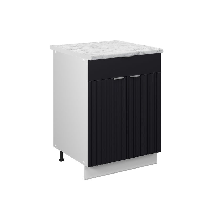 Vicco Szafka dolna do kuchni Fame-Line, Czarne paski, 60 cm z szufladą, BP Marmur
