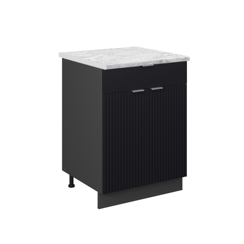 Vicco Szafka dolna do kuchni Fame-Line, Czarne paski, 60 cm z szufladą, BP Marmur