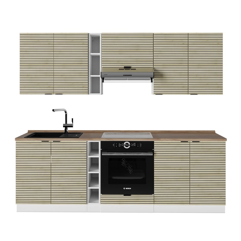 Vicco Szafka kuchenna Fame-Line, Panel dębowy/biały, 235 cm , BP Dąb