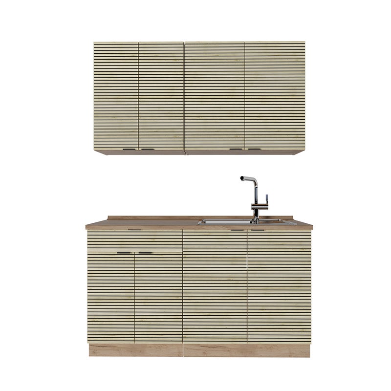 Vicco Pojedyncza kuchnia Fame-Line, Panel dębowy/dąb goldkraft, 140 cm , BP Marmur