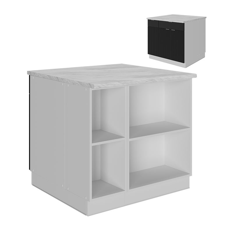 Vicco Wyspa kuchenna Fame-Line, Czarne paski, 90 cm z szufladą, bez blatu roboczego