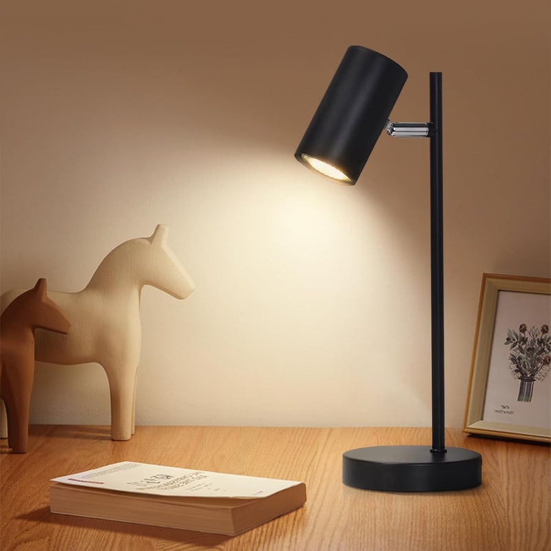 NETTLIFE lampka nocna czarna lampa stołowa salon obrotowa 350° GU10 metal biuro