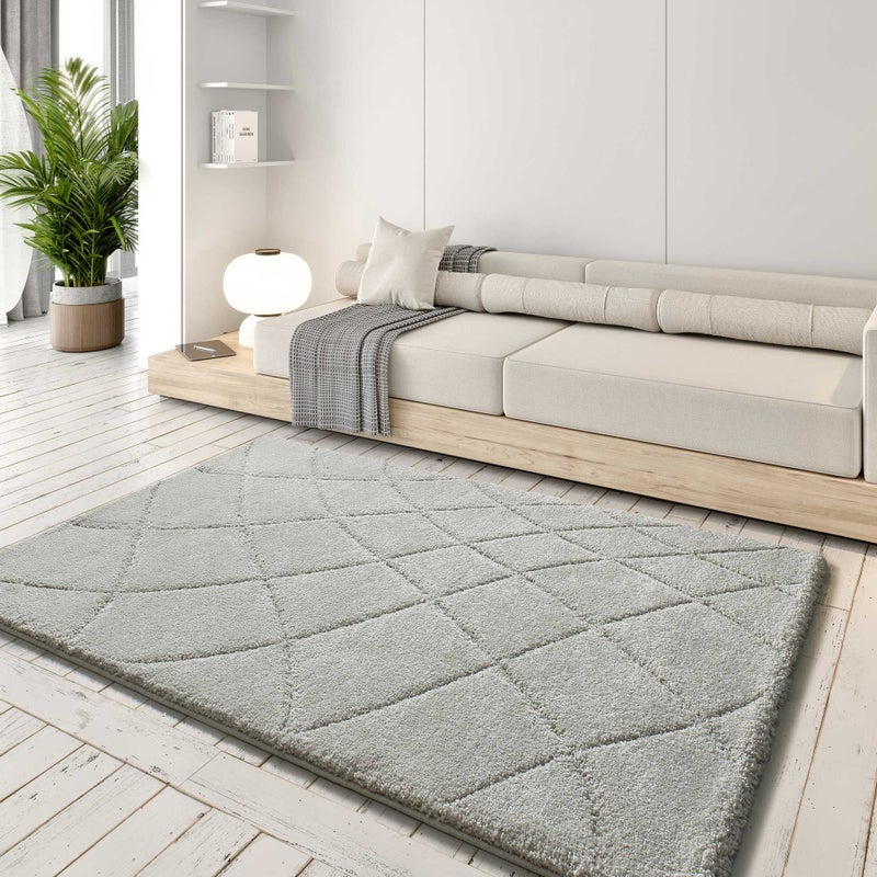 Prostokątny srebrny dywan wewnętrzny 60 x 120 cm MOLIER shaggy - ATTICGO