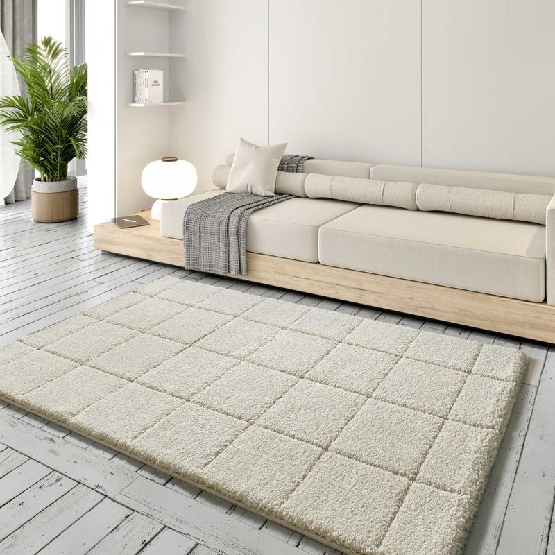 Prostokątny biały dywan wewnętrzny 60 x 120 cm MOLIER shaggy - ATTICGO