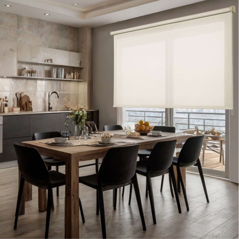 Roleta screen premium, z tkaniną techniczną wysokiej jakości i aluminiowym wykończeniem, rura 38 mm ø, beżowy 200 x 180 cm