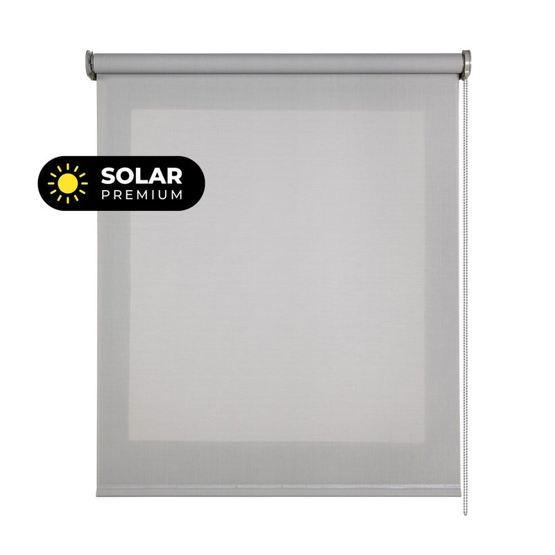 Roleta screen premium, z tkaniną techniczną wysokiej jakości i aluminiowym wykończeniem, rura 38 mm ø, szary 120 x 250 cm