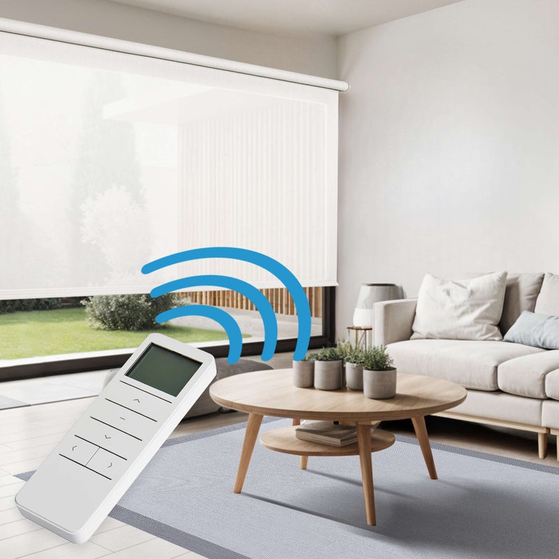 Roleta screen premium, zmotoryzowana, z tkaniną techniczną i aluminiowym wykończeniem, z silnikiem i pilotem, biały 120 x 250 cm