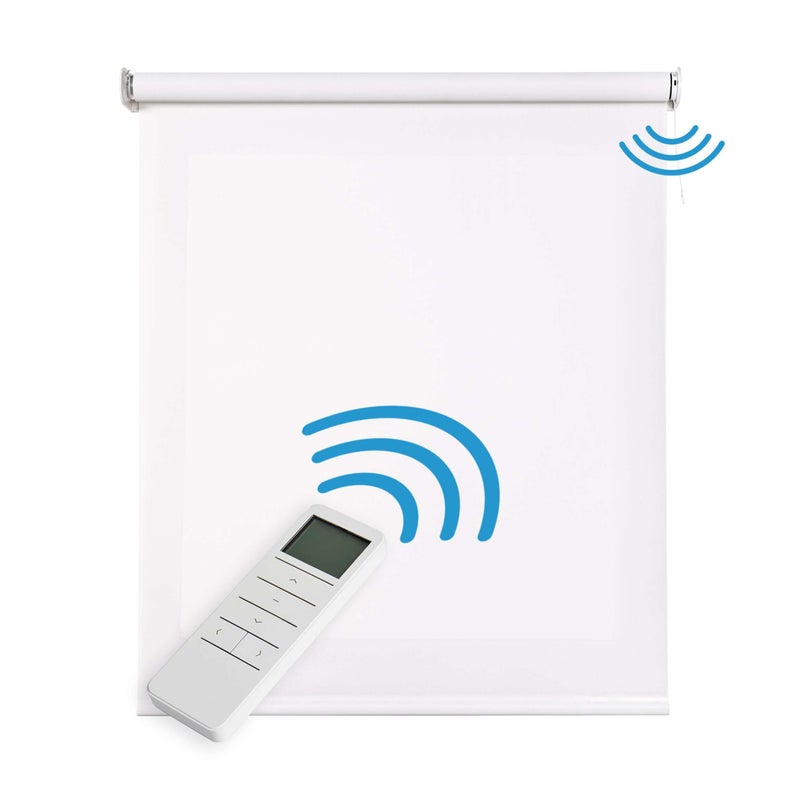 Roleta screen premium, zmotoryzowana, z tkaniną techniczną i aluminiowym wykończeniem, z silnikiem i pilotem, biały 240 x 250 cm