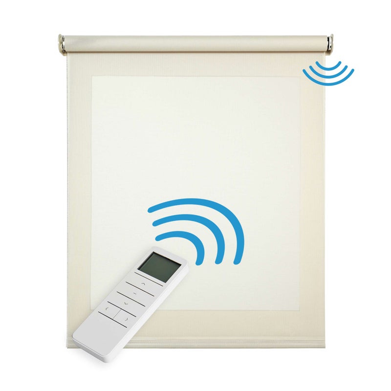 Roleta screen premium, zmotoryzowana, z tkaniną techniczną i aluminiowym wykończeniem, z silnikiem i pilotem, beżowy 160 x 180 cm