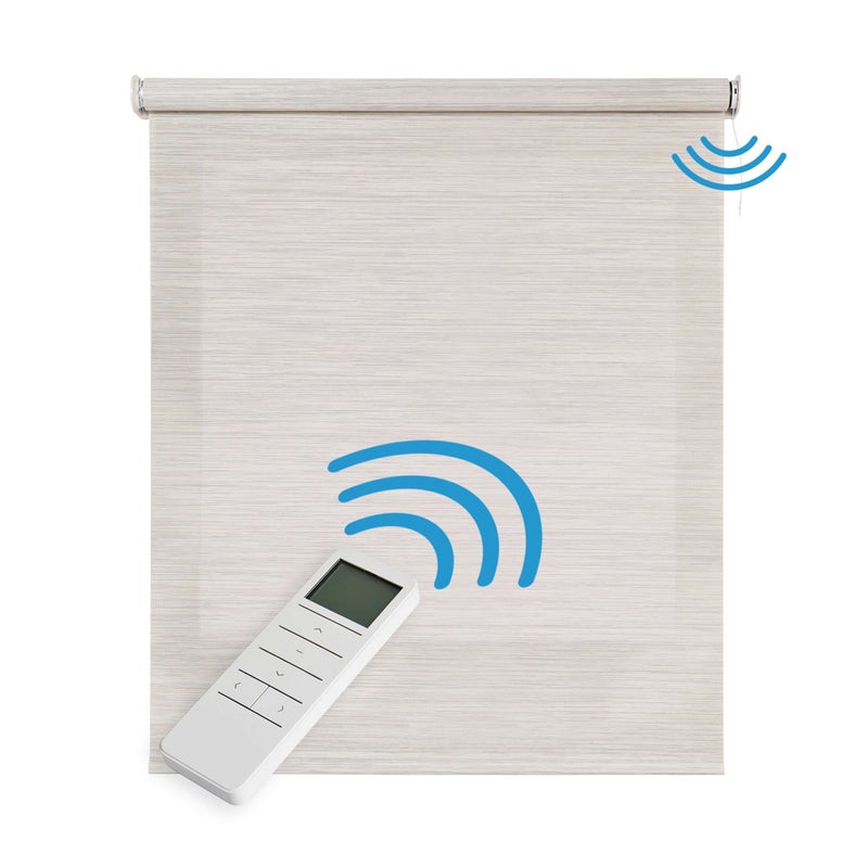 Roleta screen premium, zmotoryzowana, z tkaniną techniczną i aluminiowym wykończeniem, z silnikiem i pilotem, szaro-beżowy 160 x 180 cm