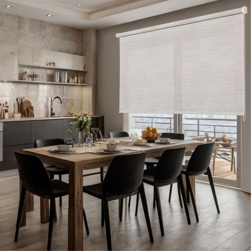 Roleta screen premium, z tkaniną techniczną wysokiej jakości i aluminiowym wykończeniem, rura 38 mm ø, szaro-beżowy 140 x 180 cm