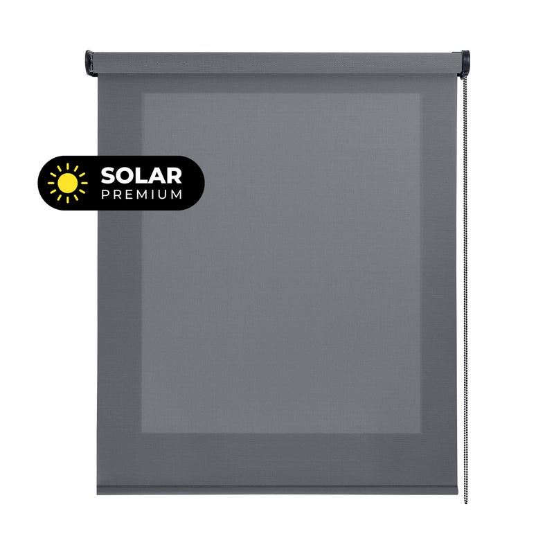 Roleta screen premium, z tkaniną techniczną wysokiej jakości i aluminiowym wykończeniem, rura 38 mm ø, ciemnoszary 60 x 250 cm