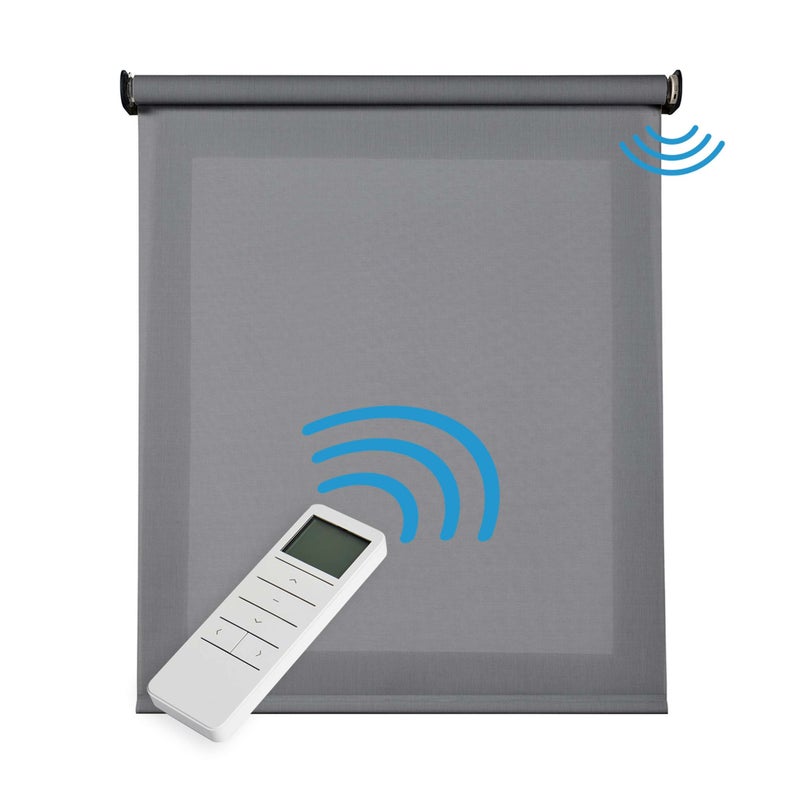 Roleta screen premium, zmotoryzowana, z tkaniną techniczną i aluminiowym wykończeniem, z silnikiem i pilotem, ciemnoszary 120 x 180 cm