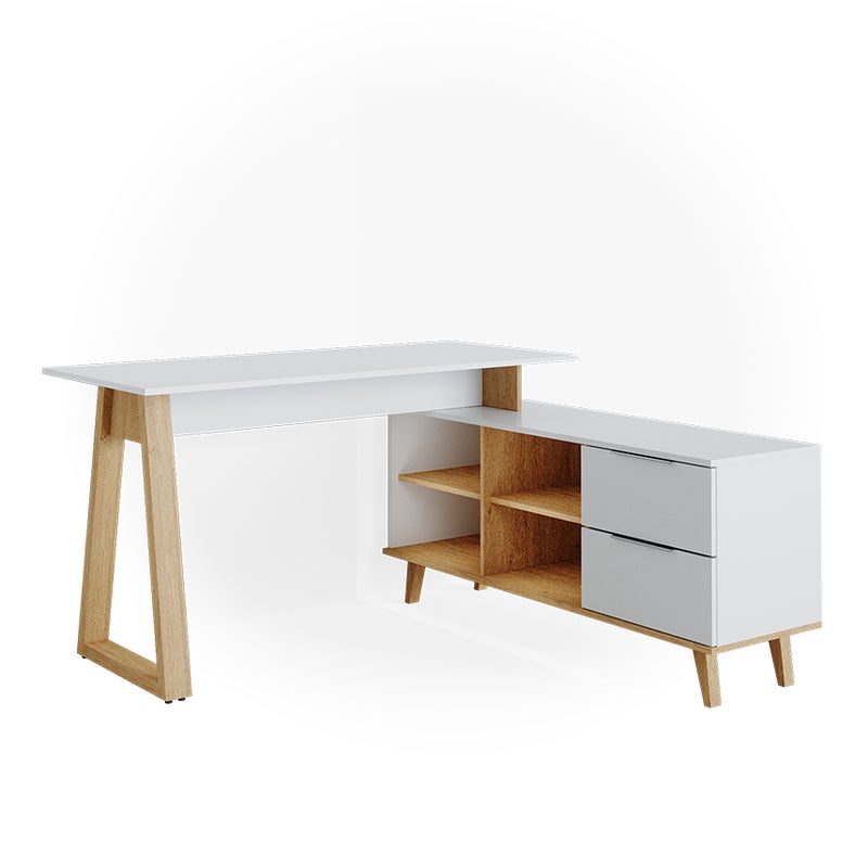 Vicco Biurko Nautica, Biały, 138 x 60 cm z szufladami XXL