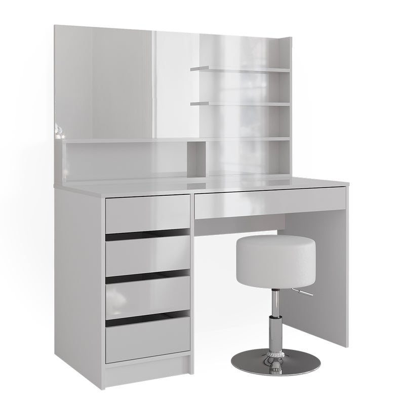 Vicco Stół toaletowy Sherry, Biały, 120 cm z taboretem