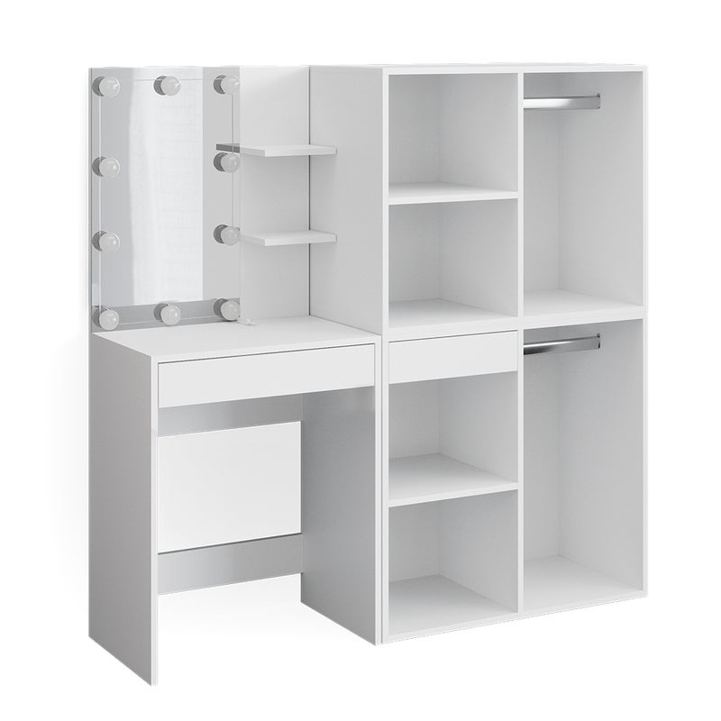 Vicco Stół Madalitional Isabelle, Biały, 140 cm z oświetleniem LED i szafkami