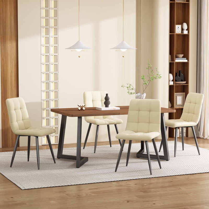 Stół jadalny 117x68 cm, drewniany stół kuchenny, nogi metalowe, do jadalni i salonu, kolor czarny/orzech