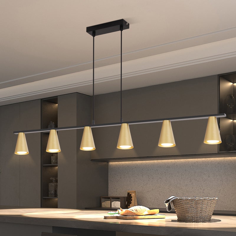 NETTLIFE Lampa wisząca do jadalni Lampa wisząca GU10: 6 żarówek Lampa do jadalni w kolorze czarno-złotym Metalowa nowoczesna industrialna