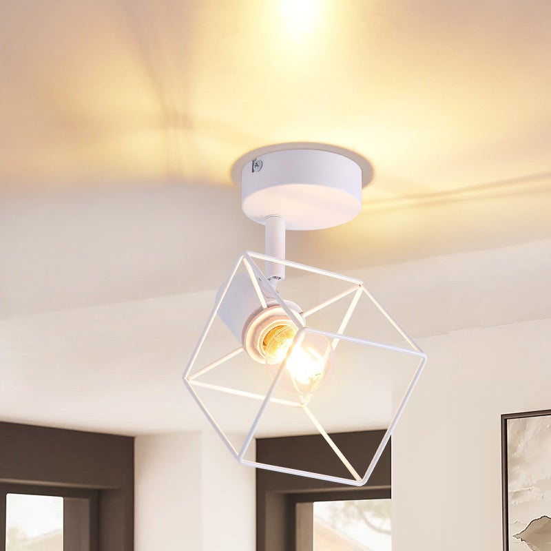 NETTLIFE Czarny Reflektorowa sufitowy E14 Lampa sufitowa z możliwością regulacji 350° w stylu vintage, metalowy salon