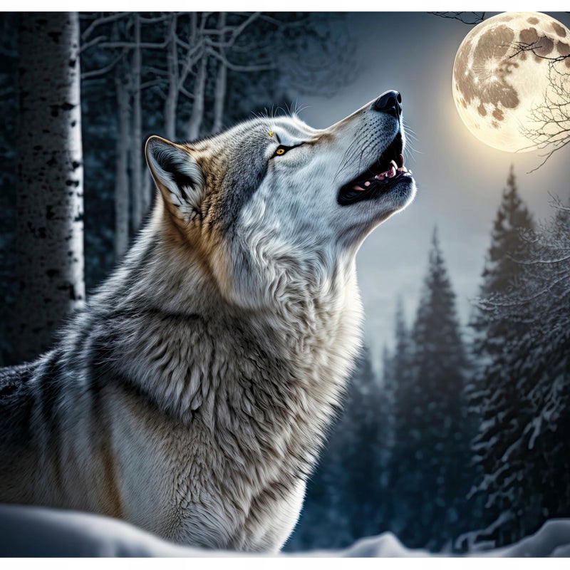 Fototapeta Wilk Las Księżyc Zwierzęta Natura 150x105 cm Tapeta Do Sypialni Salonu Kuchni Na Flizelinie