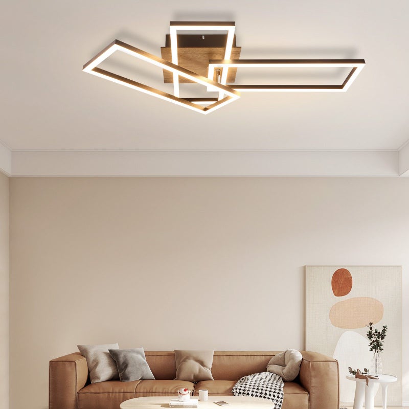 NETTLIFE Lampa sufitowa LED do sypialni, czarna ramka, 102 cm, możliwość ściemniania za pomocą pilota, nowoczesna, możliwość przyciemniania