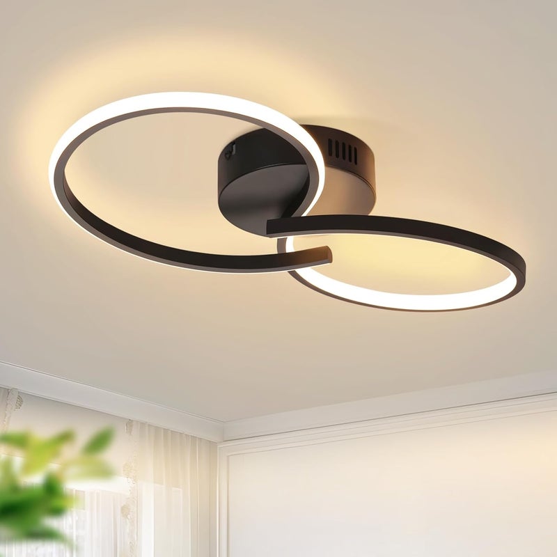 NETTLIFE Lampa sufitowa LED nowoczesna czarna do salonu 12W wewnętrzna 3000K ciepła biała dioda LED