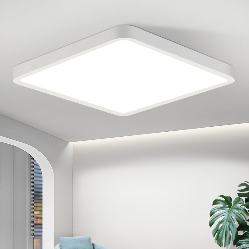 NETTLIFE Płaska lampa sufitowa LED 23CM 6500K 18W kwadratowa sypialnia biała dioda LED na stałe zintegrowana