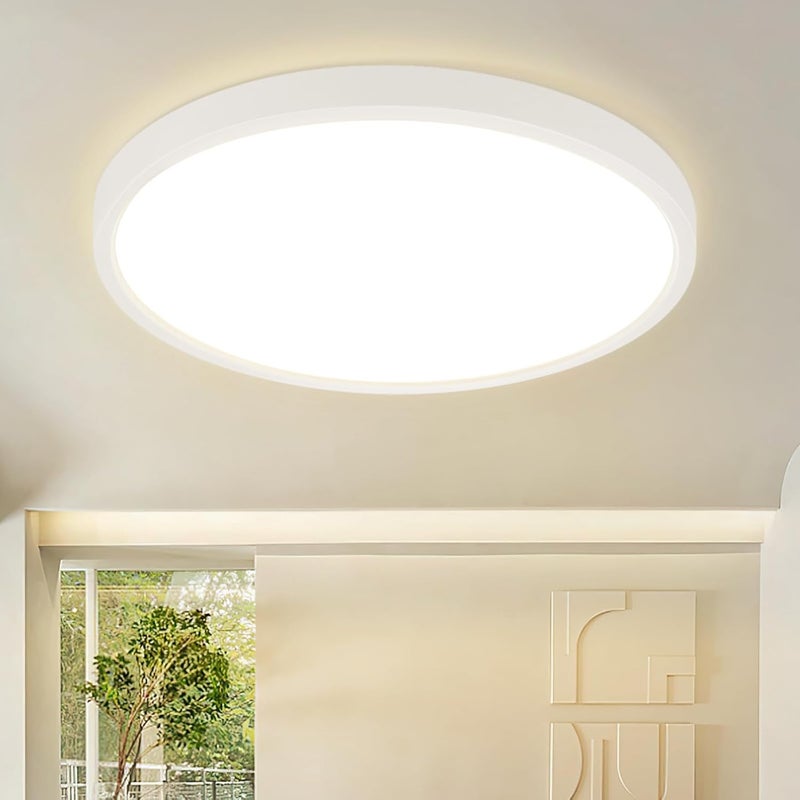 NETTLIFE Lampa sufitowa LED Łazienka lampa sufitowa Ø30cm Lampa do sypialni Okrągła biała 24W Lampa do przedpokoju 3000K