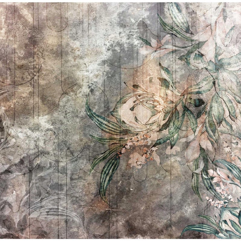 Fototapeta Liście Beton Abstrakcja Brązowy 400x280 cm Tapeta Do Sypialni Salonu Kuchni Na Flizelinie