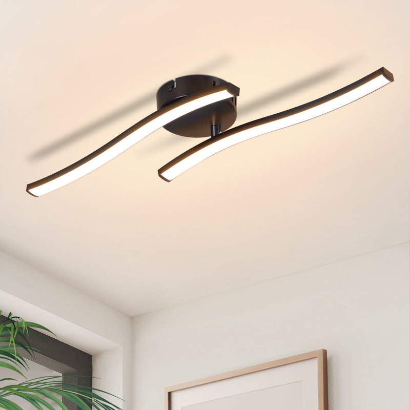 NETTLIFE lampa sufitowa LED do salonu nowoczesna lampa sufitowa do sypialni czarna 12W 3000K ciepłe białe wnętrze