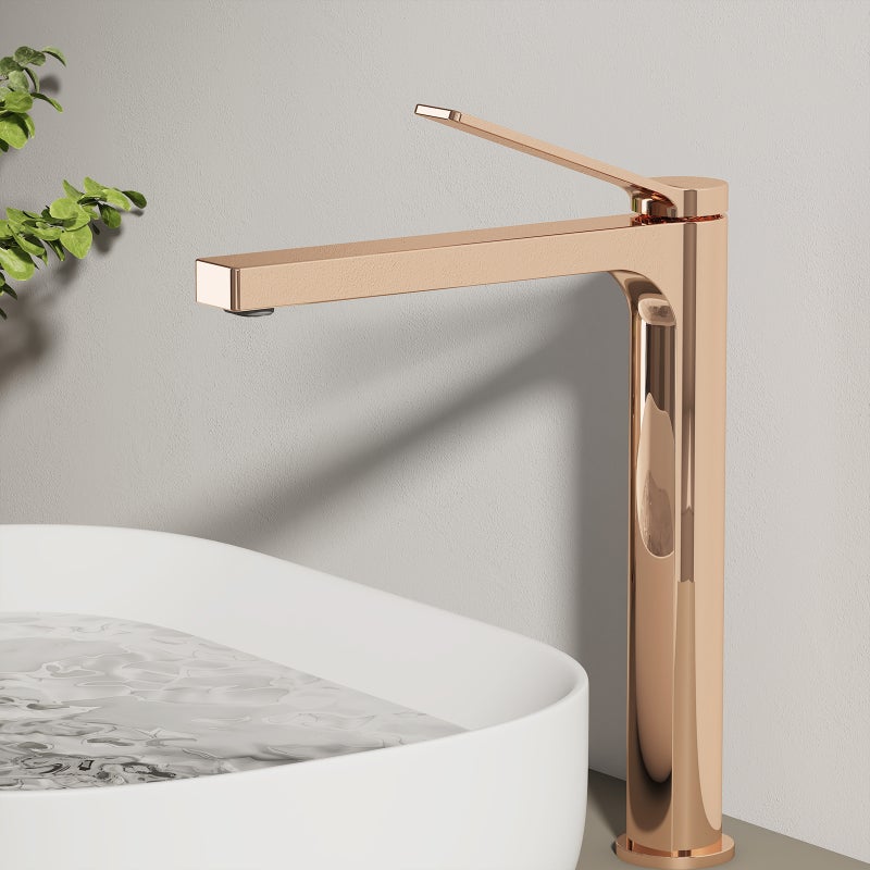 EMKE Bateria umywalkowa wysoka różowe złoto 33.5 cm