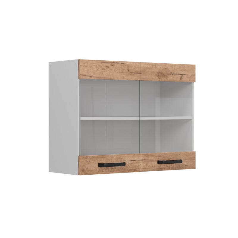 Vicco Szklana szafka kuchenna R-Line, Złoty dąb energetyczny, 80 cm