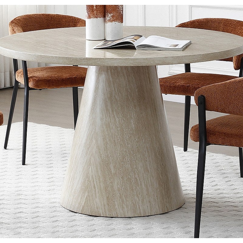 Stół do jadalni dla 4 osób z MDF - Efekt beżowego trawertynu - LARIOZA marki Pascal Morabito