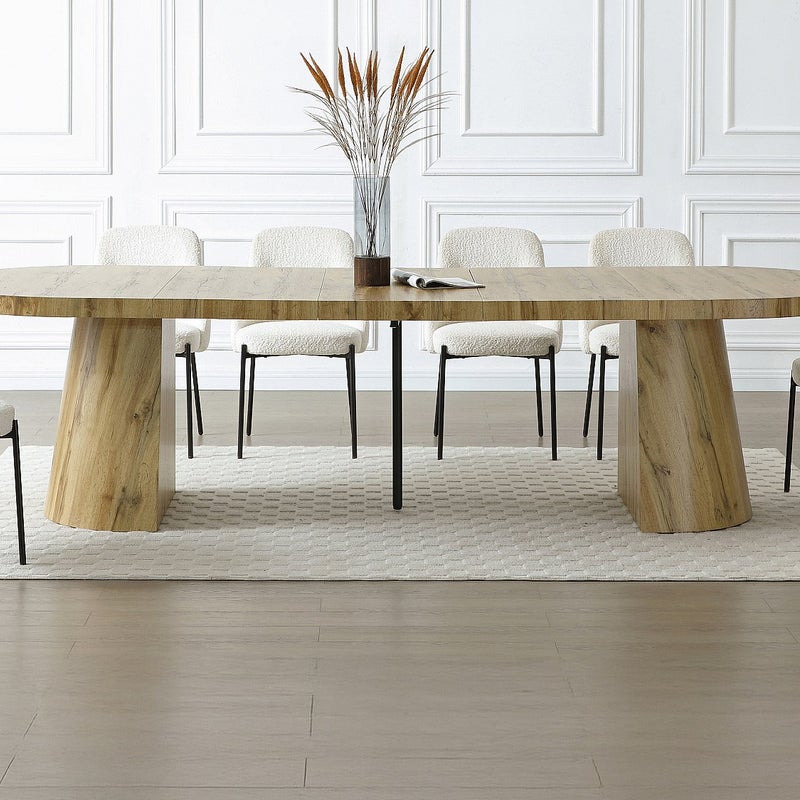 Stół do jadalni rozkładany dla 6 do 12 osób z MDF - Naturalny jasny - CLOEVA