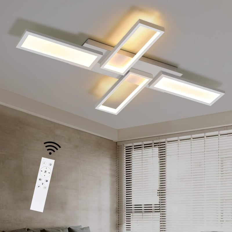 NETTLIFE lampa sufitowa LED lampa do salonu biała z możliwością przyciemniania 58W 82,7CM kwadratowa nowoczesna konstrukcja z pilotem