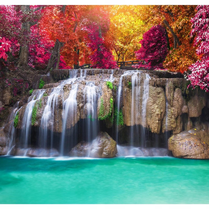 Fototapeta Wodospad Las Natura Różowy 400x280 cm Tapeta Do Sypialni Salonu Kuchni Na Flizelinie