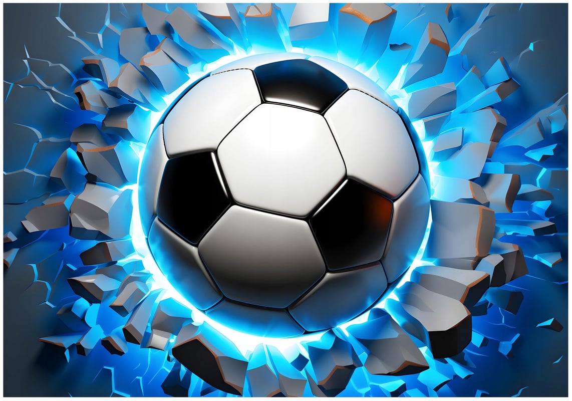 Fototapeta Dla Dzieci Chłopca Piłka Nożna 3D 250x175 cm Tapeta Do Pokoju Dziecięcego Na Flizelinie