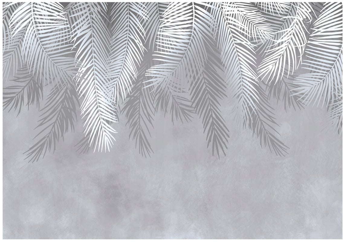 Fototapeta Liście Palmy Beton Szary 300x210 cm Tapeta Do Sypialni Salonu Kuchni Na Flizelinie