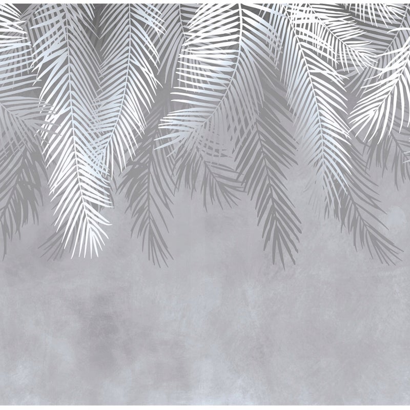 Fototapeta Liście Palmy Beton Szary 150x105 cm Tapeta Do Sypialni Salonu Kuchni Na Flizelinie