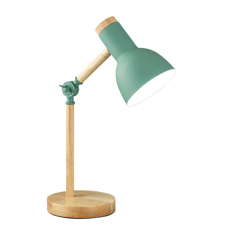 Trójkolorowa regulowana lampa stołowa, lampa z regulowanym ramieniem, lampa pokojowa E27, 15x45 cm, z żarówką - zielona