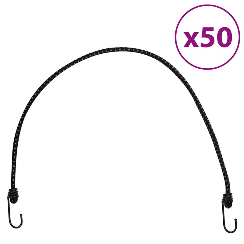 Elastyczna lina Vidaxl z odblaskowymi paskami i haczykami, 50 sztuk 88 cm