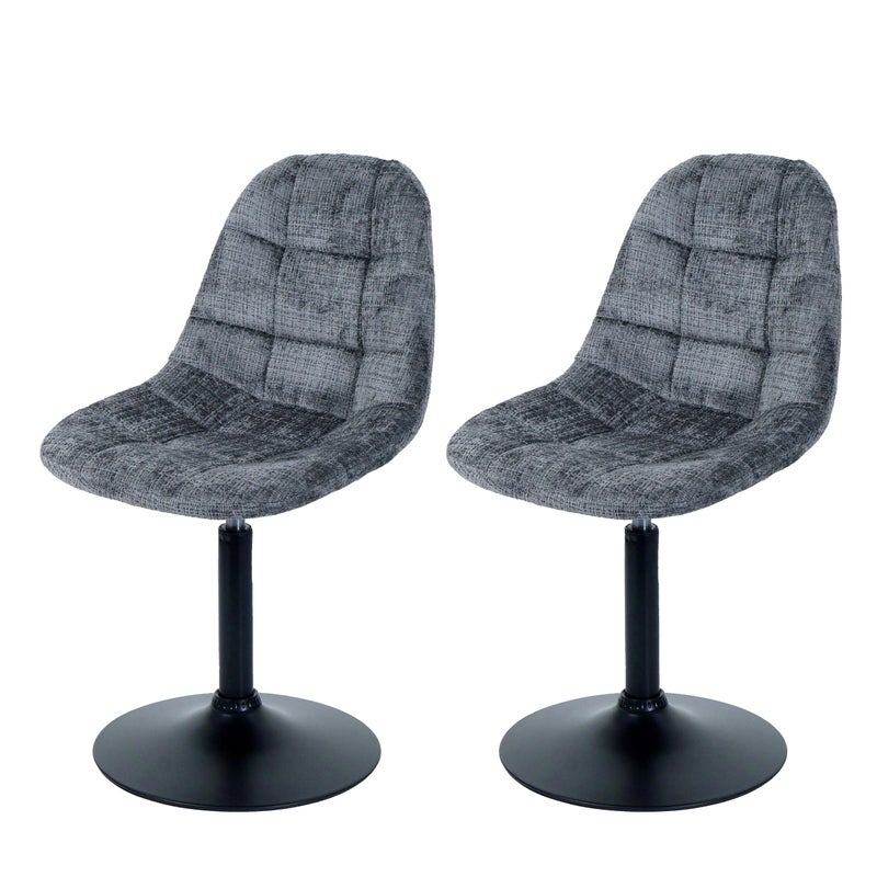 Zestaw 2 krzeseł do jadalni HWC-A60, krzesło kuchenne obrotowe, stal MVG tkanina/tkanina szenilowa (465g/m²) ~ ciemnoszary
